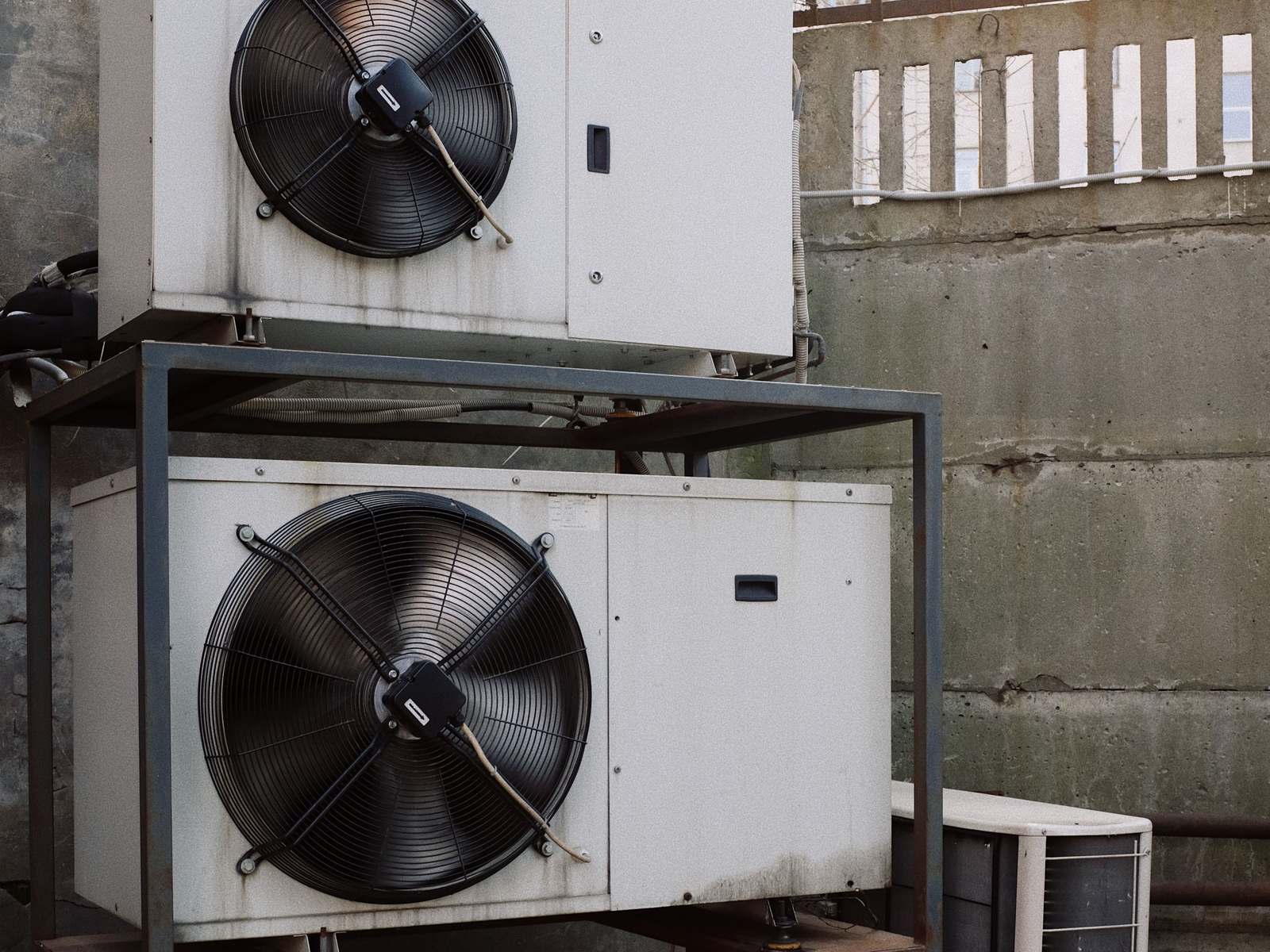 Two condensing units mounted on a steel rack